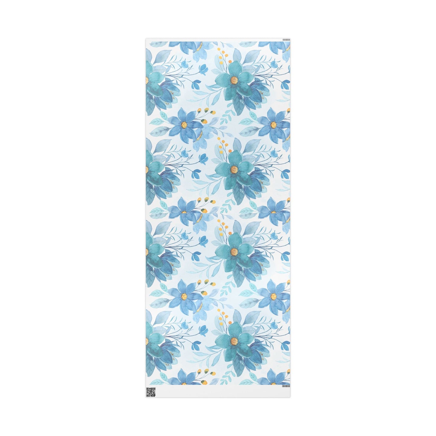 Blue Floral Wrapping Paper Roll — Watercolor Bouquet Gift Wrap