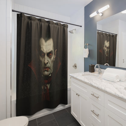 Vampire Portrait Shower Curtain — Gothic Horror Bathroom Decor