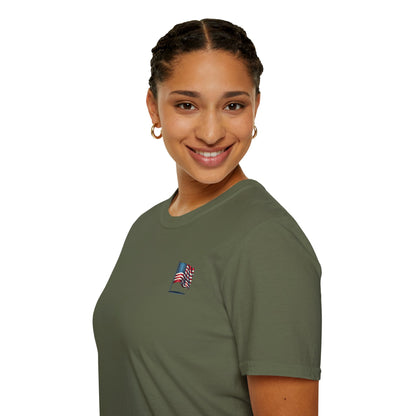 Patriotic Unisex Softstyle T-Shirt, American Flag Tee, USA Pride Shirt, Perfect for Independence Day, Casual Wear - TRV
