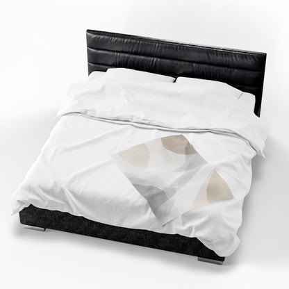 Neutral Abstract Shapes Velveteen Plush Blanket | Minimal Geometric Throw
