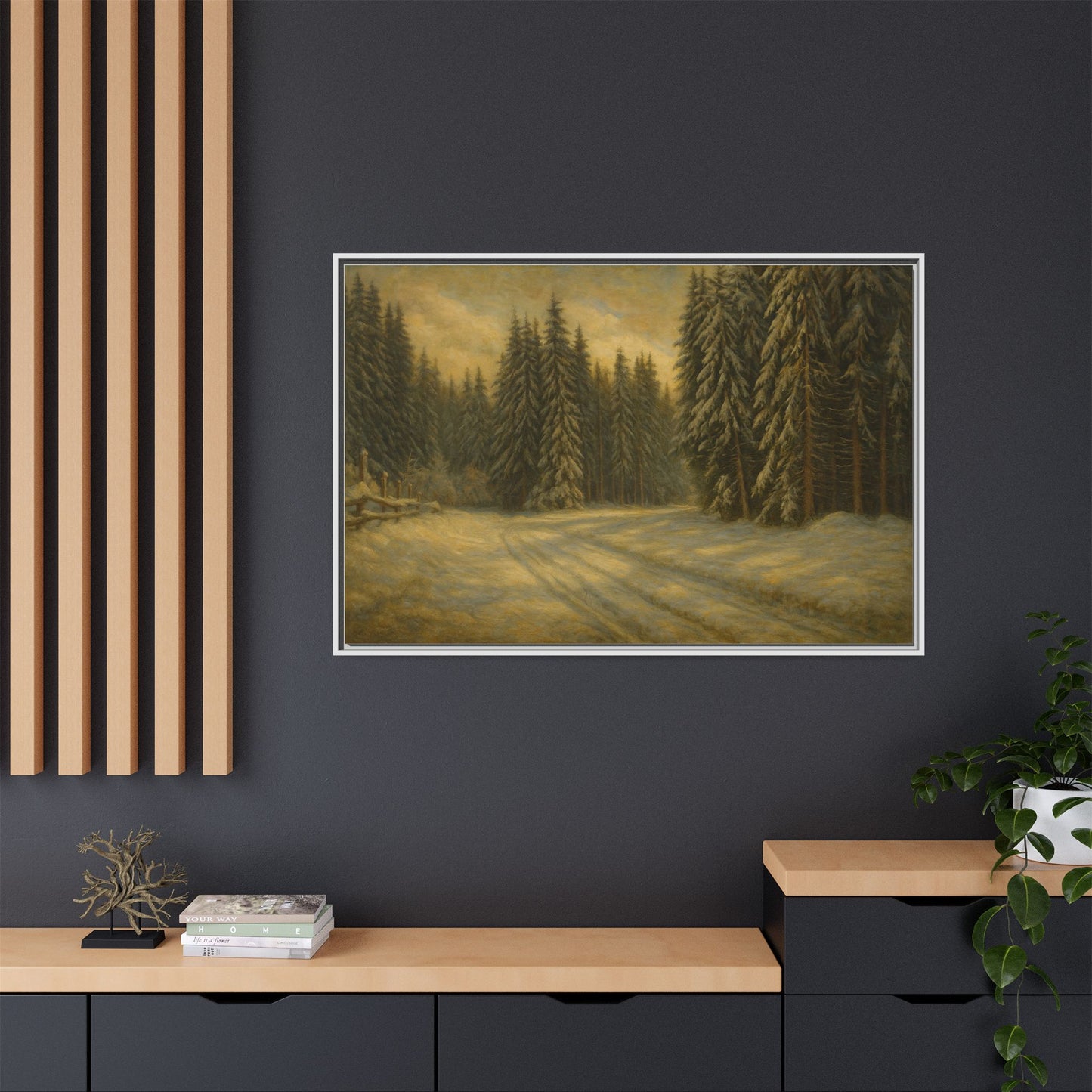 Framed Matte Canvas Wall Art - Serene Forest Landscape, Living Room Decor, Nature Print, Home Aesthetic, Gift for Nature Lovers, Wall [...] - TRV