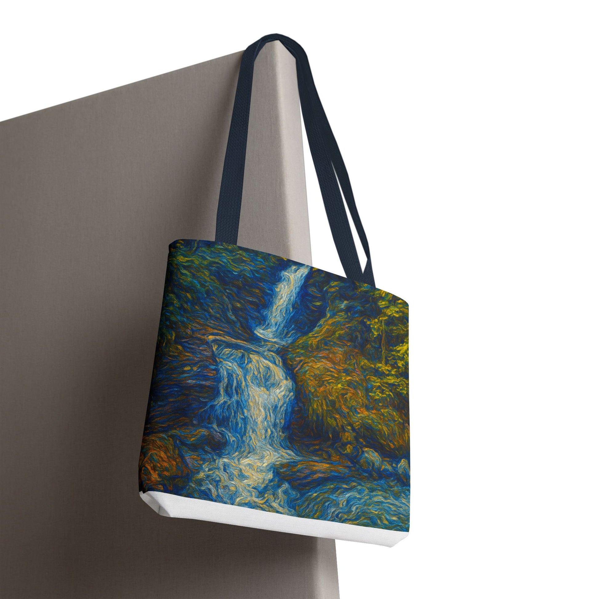 Nature-Inspired Tote Bag, Artistic Eco-Friendly Shopper, Waterfall Design, Reusable Market Bag, Gift for Nature Lovers - TRV