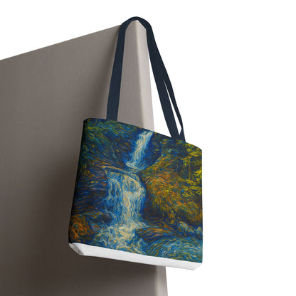 Nature-Inspired Tote Bag, Artistic Eco-Friendly Shopper, Waterfall Design, Reusable Market Bag, Gift for Nature Lovers - TRV