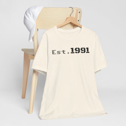 Established 1991 Unisex Jersey Tee | Vintage Anniversary Gift | Casual Wear, Birthday Shirt, Retro Style, Statement Tee, Gift for Him/Her - TRV