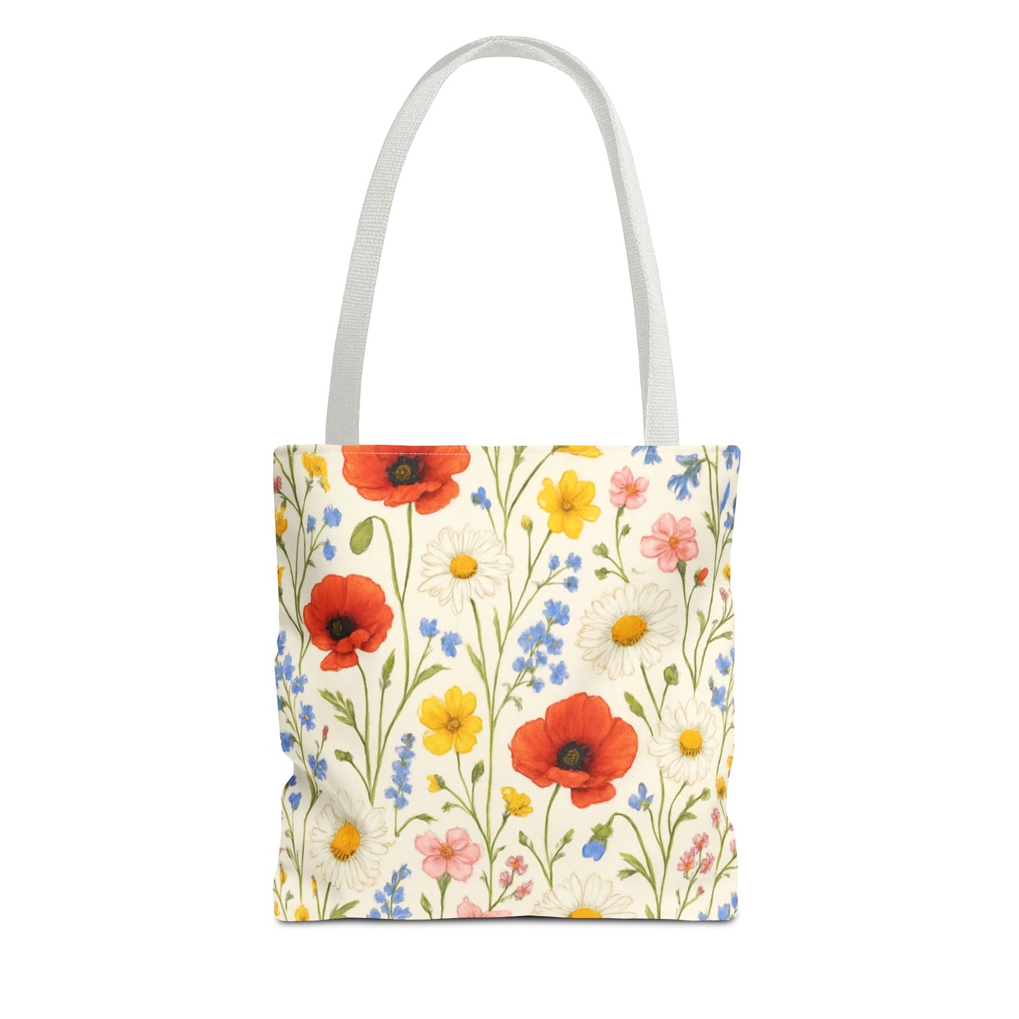 Wildflower Poppy Print Tote Bag | Floral All-Over Pattern