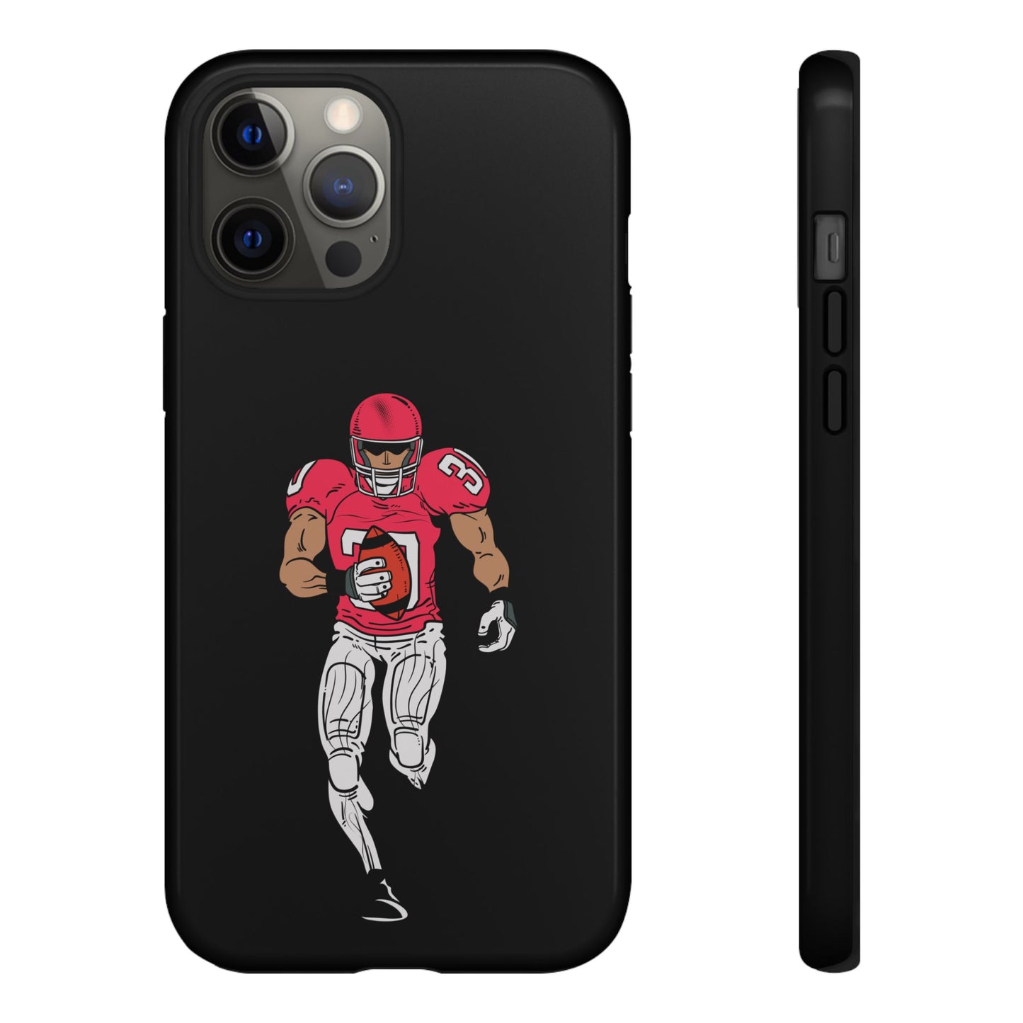 Football Player Tough Phone Case – Protective Black Sports iPhone Case