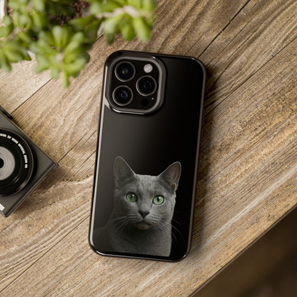 Russian Blue Cat Phone Case — Magnetic Impact-Resistant iPhone Cover