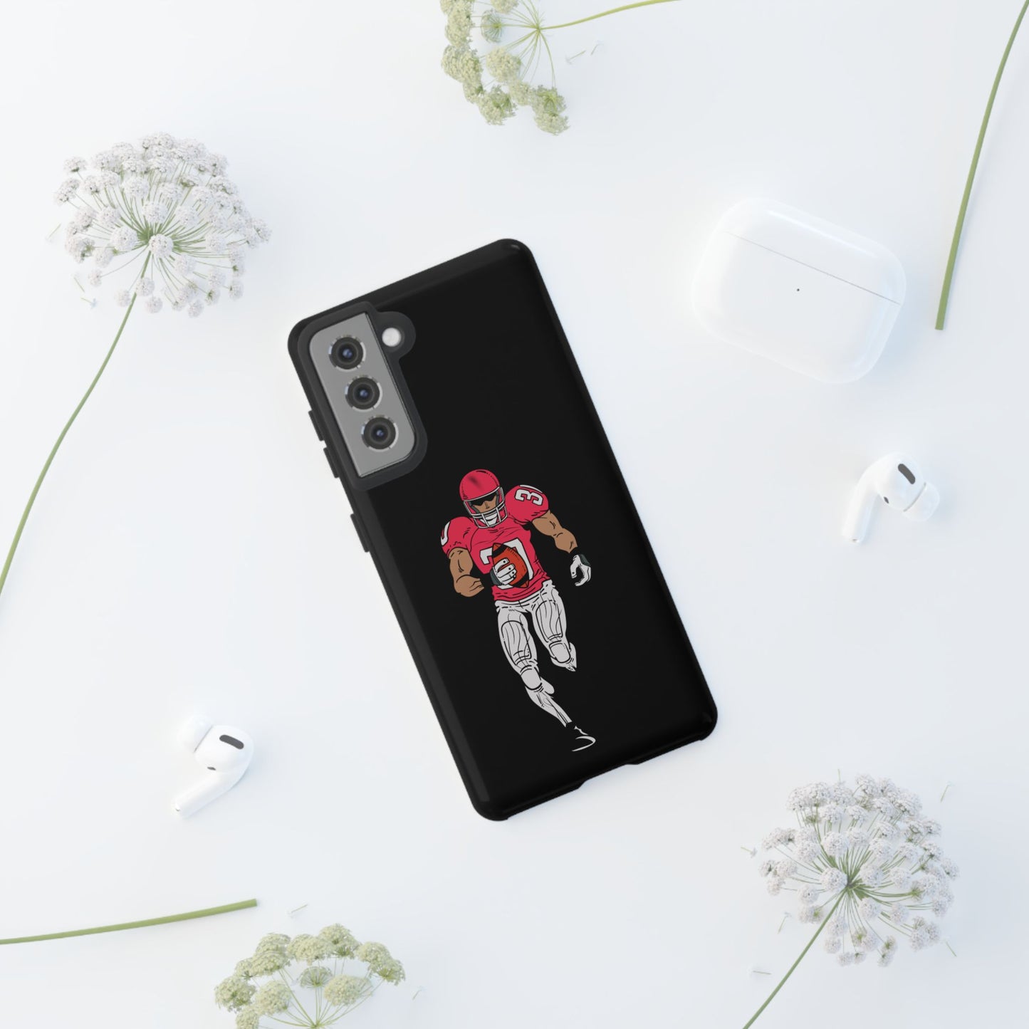Football Player Tough Phone Case – Protective Black Sports iPhone Case