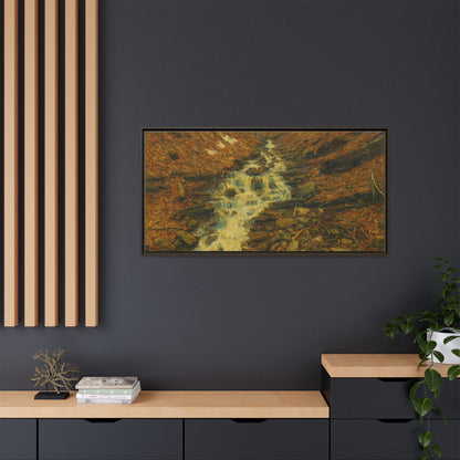 Serene Abstract Nature Canvas Art, Framed Wall Decor, Rustic Home Accent, Earthy Tone Artwork, Tranquil River Scene - TRV