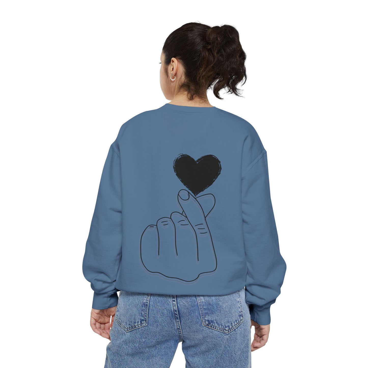 Unisex Garment-Dyed Sweatshirt with Heart Design - Cozy & Stylish