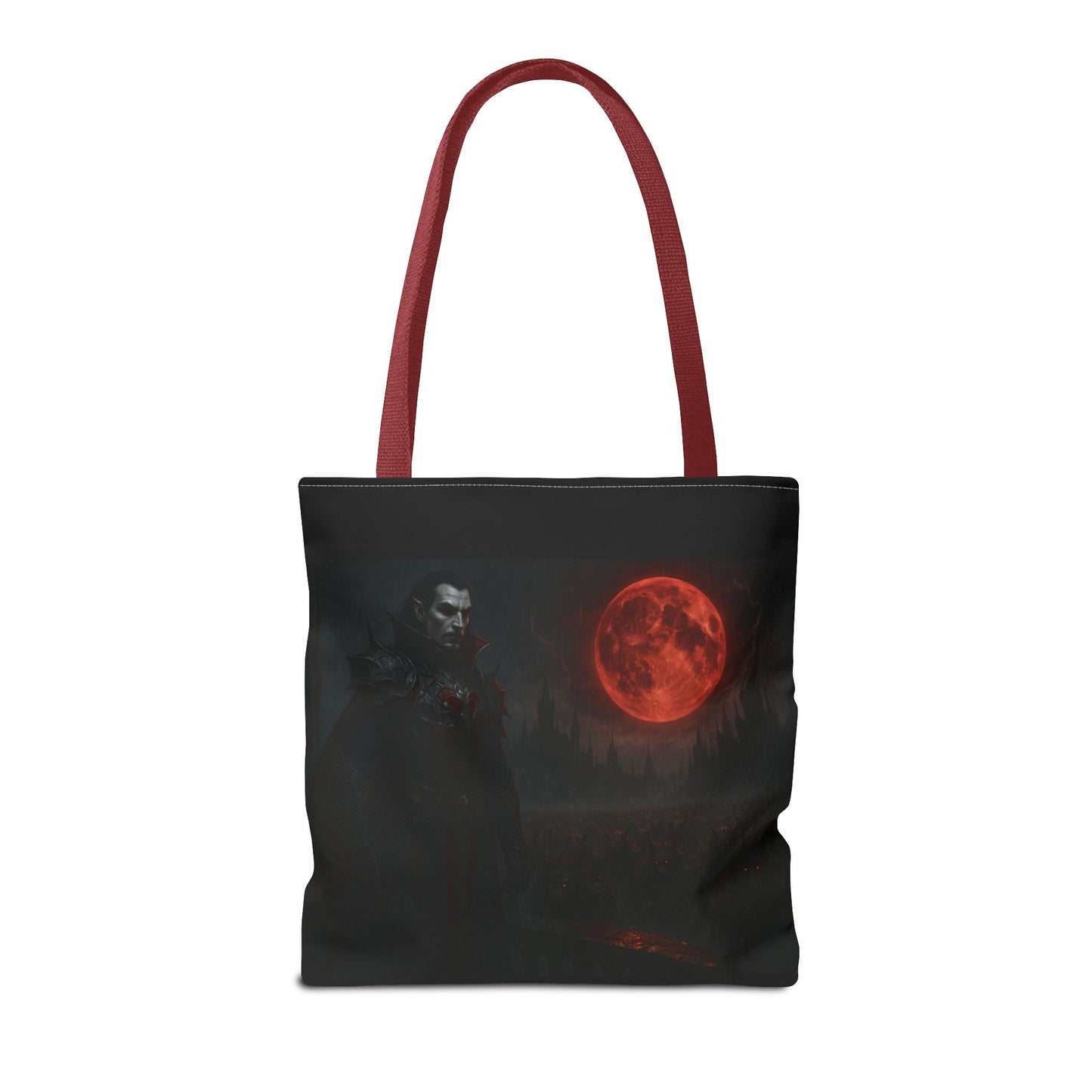 Gothic Tote Bag: Dark Moonlit Night Scene With Dracula, Vampire Art, Halloween Accessory, Gothic Gift, Boho Style - TRV