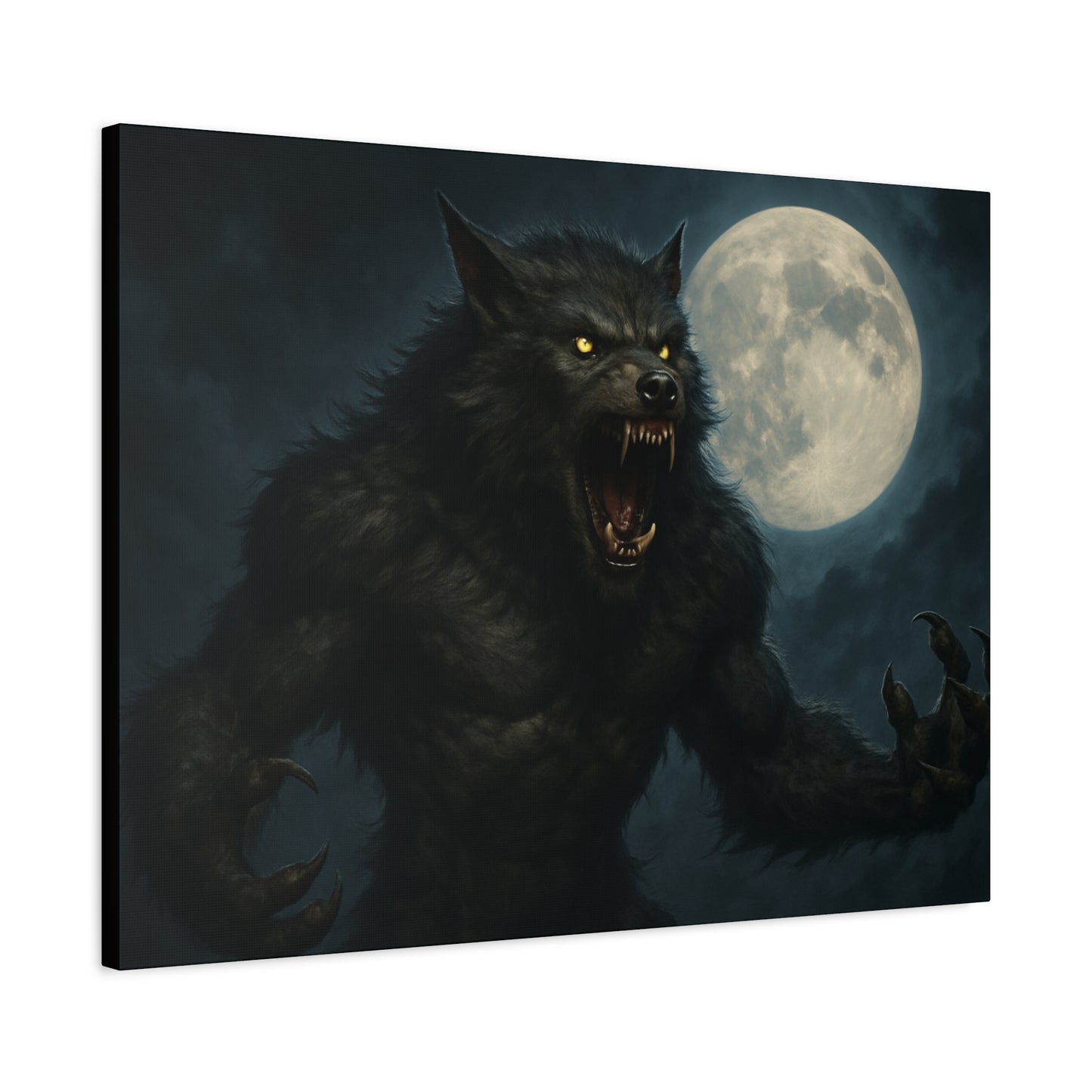 Werewolf Moon Canvas Art | Dark Fantasy Decor for Halloween, Gothic Home, Werewolf Lover Gift, Unique Wall Art, Spooky Decor - TRV