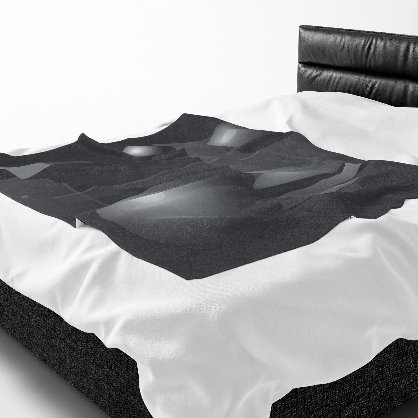 Velveteen plush blanket featuring 3D geometric spheres and abstract cube and sphere patterns in all-over print by Printify.