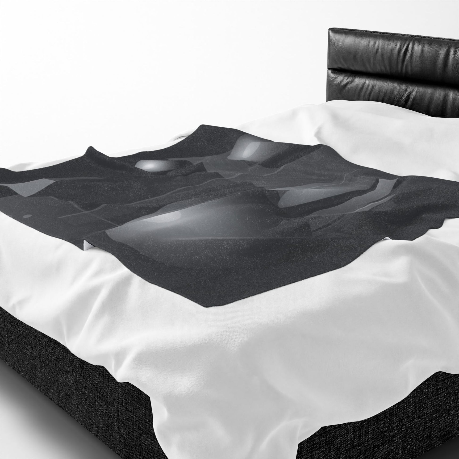 Velveteen plush blanket featuring 3D geometric spheres and abstract cube and sphere patterns in all-over print by Printify.