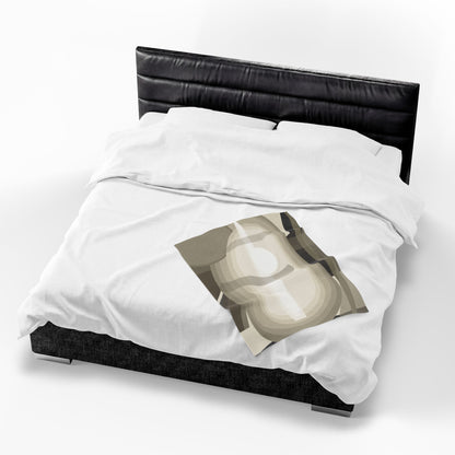 Abstract Neutral Shapes Velveteen Plush Blanket | Modern Minimalist Art
