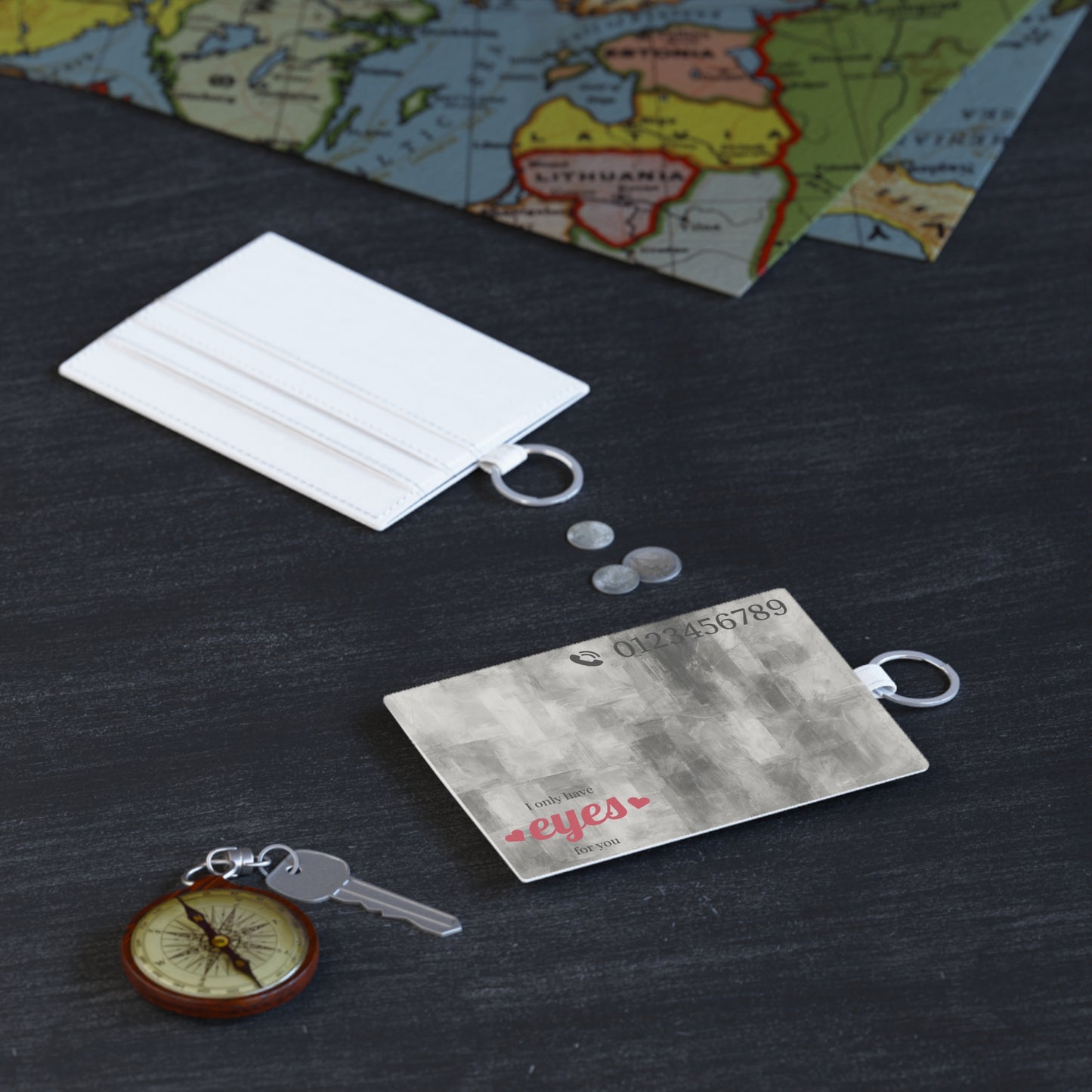 Abstract Brushstroke Saffiano Leather Minimalist Cardholder