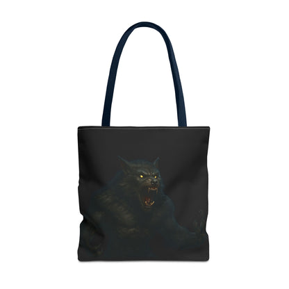 Fierce Werewolf Tote Bag, Halloween Accessories, Dark Art Tote, Animal Lover Gift, Geeky Shopping Bag - TRV