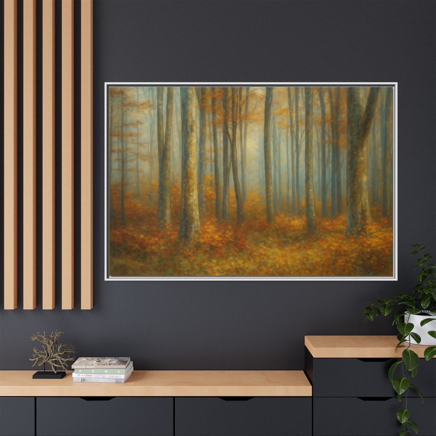 Autumn Forest Canvas Art, Framed Wall Decor, Rustic Home Decor, Nature Artwork, Gift for Nature Lovers - TRV