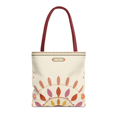Boho Floral Mandala Tote Bag | Pastel Sunburst Pattern