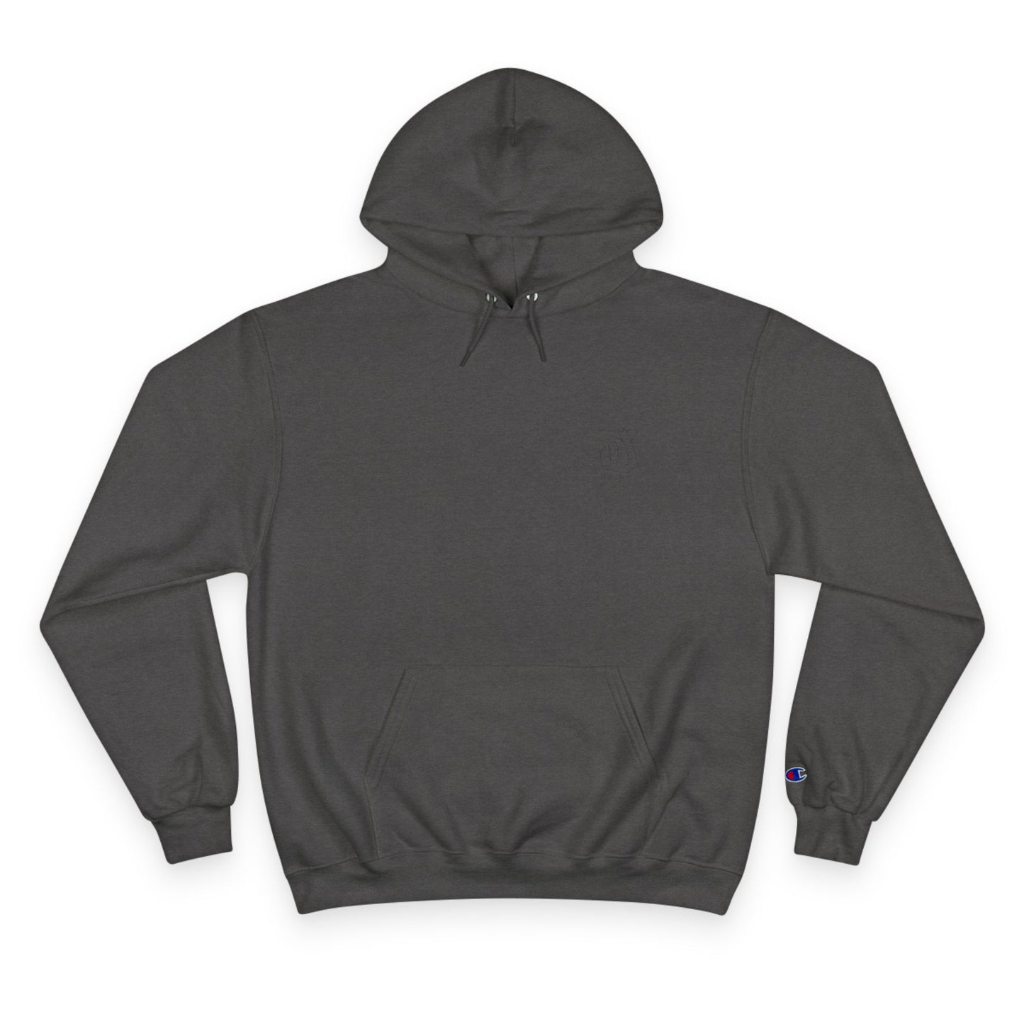 Champion Hoodie with Korean Finger Heart Graphic – Minimal White Pullover
