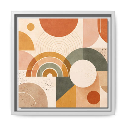 Abstract Terracotta Geometric Rainbow Matte Canvas Framed