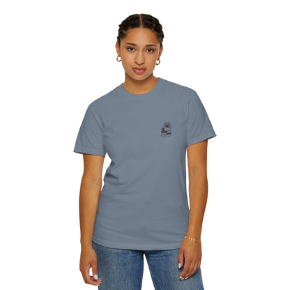 Cozy Cat on Books T-Shirt | Reading Tea Stack Illustration
