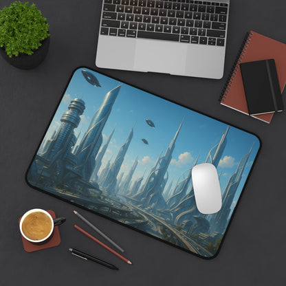 Futuristic Cityscape Desk Mat Sci Fi Skyline Mousepad - TRV