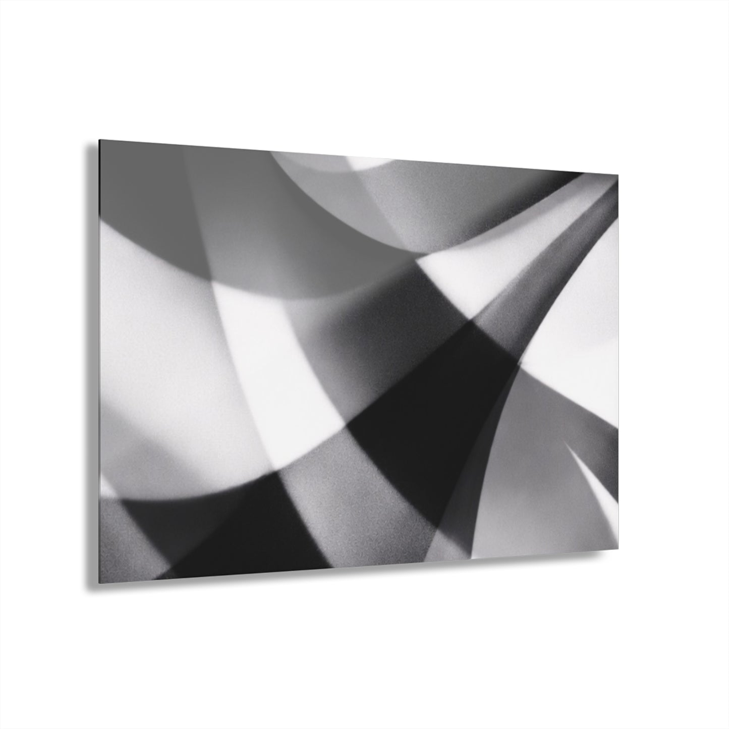 Abstract black and white geometric acrylic wall art print on French cleat hanging, ideal for modern home decor by Printify.