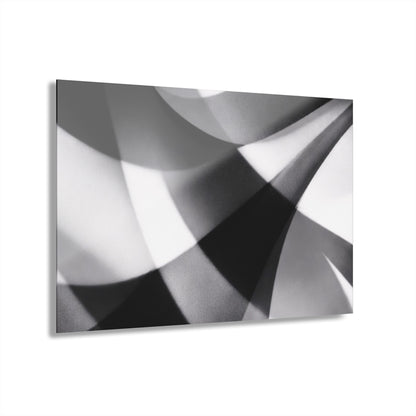 Abstract black and white geometric acrylic wall art print on French cleat hanging, ideal for modern home decor by Printify.
