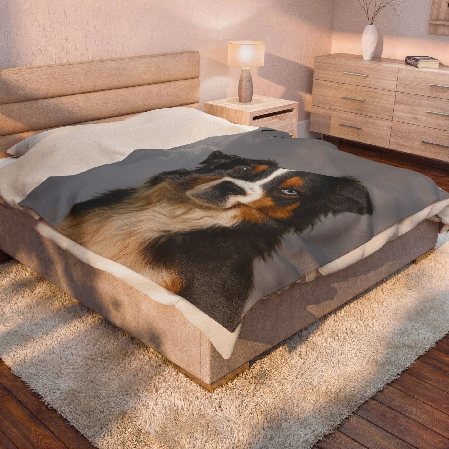 Personalized Aussie Dog Portrait Blanket | Velveteen Plush Blanket