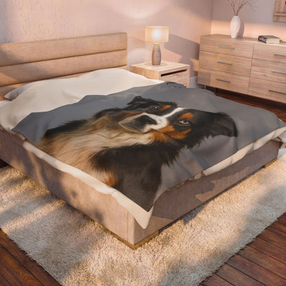Personalized Aussie Dog Portrait Blanket | Velveteen Plush Blanket