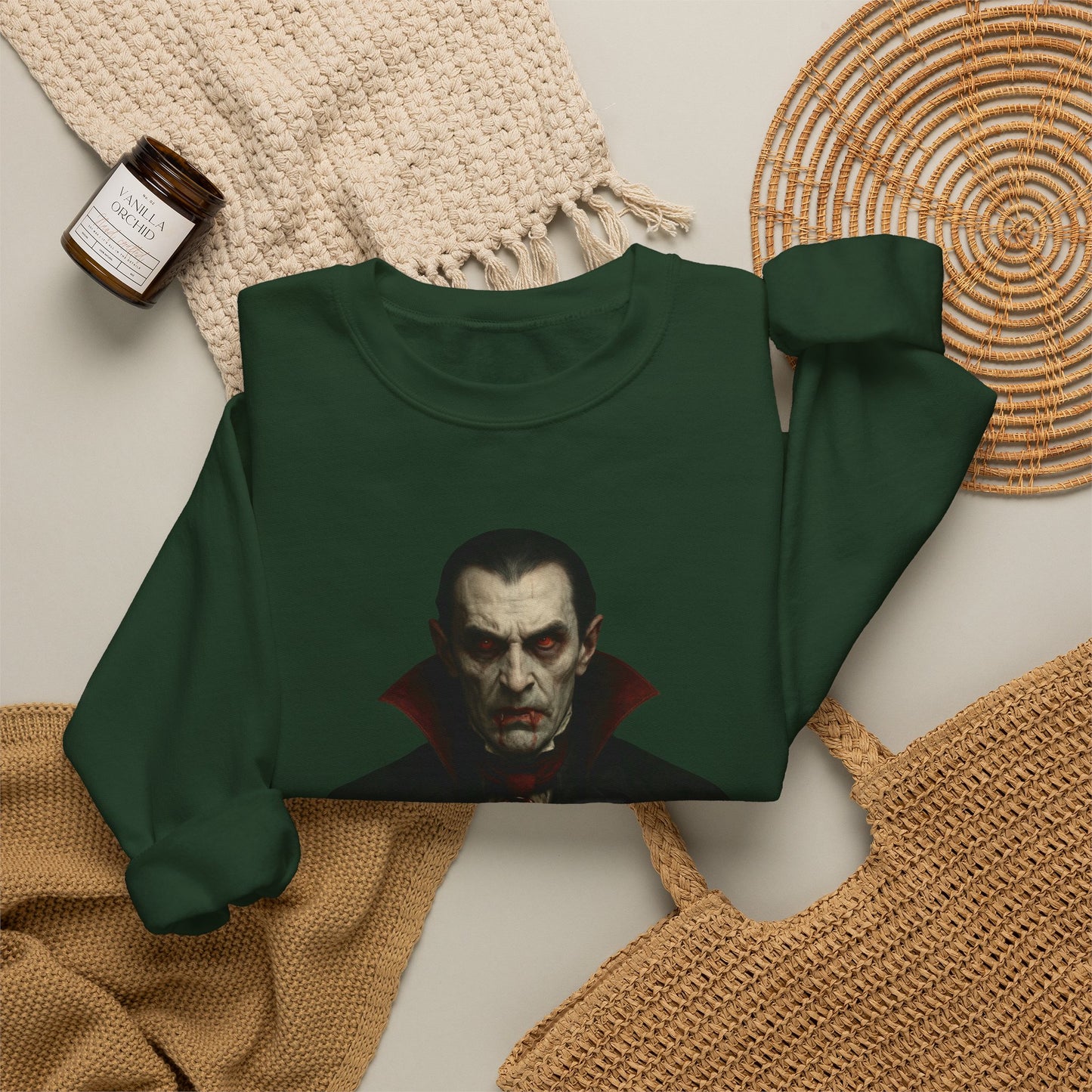 Gothic Horror Sweatshirt, Cozy Vampire Sweatshirt, Spooky Apparel, Halloween Costume Top, Unisex Halloween Sweatshirt