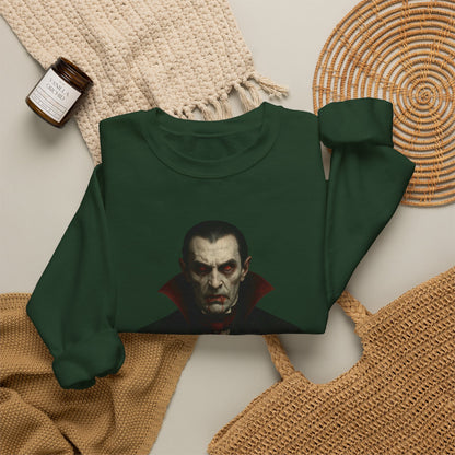 Gothic Horror Sweatshirt, Cozy Vampire Sweatshirt, Spooky Apparel, Halloween Costume Top, Unisex Halloween Sweatshirt