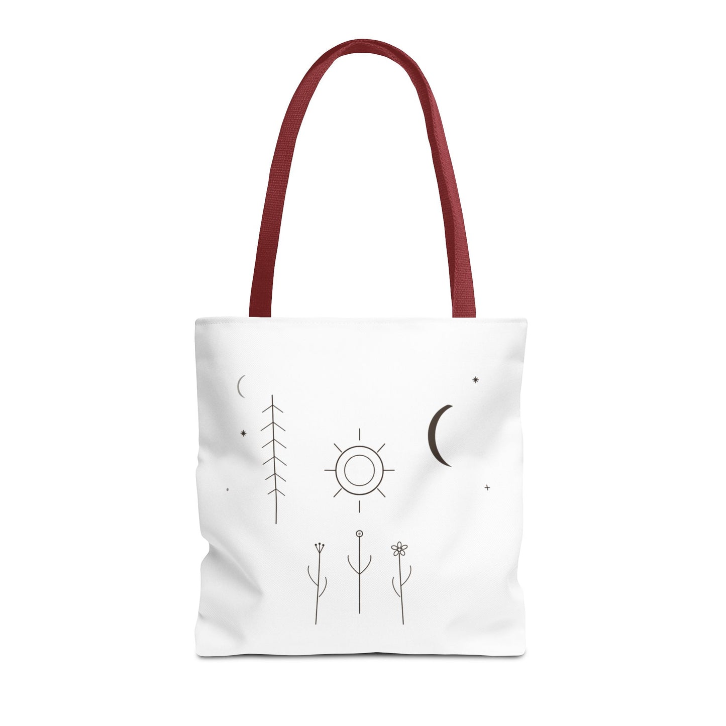 Minimal Moon and Sun Botanical Tote | Celestial Line Art Bag