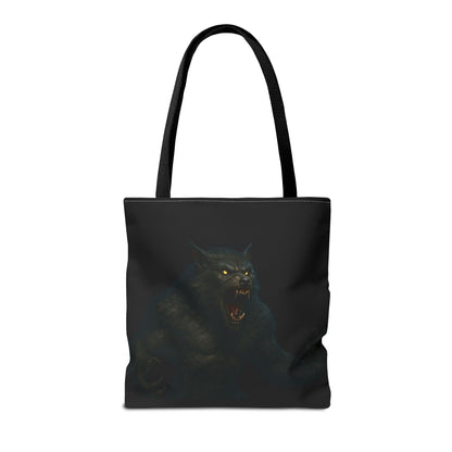 Fierce Werewolf Tote Bag, Halloween Accessories, Dark Art Tote, Animal Lover Gift, Geeky Shopping Bag - TRV