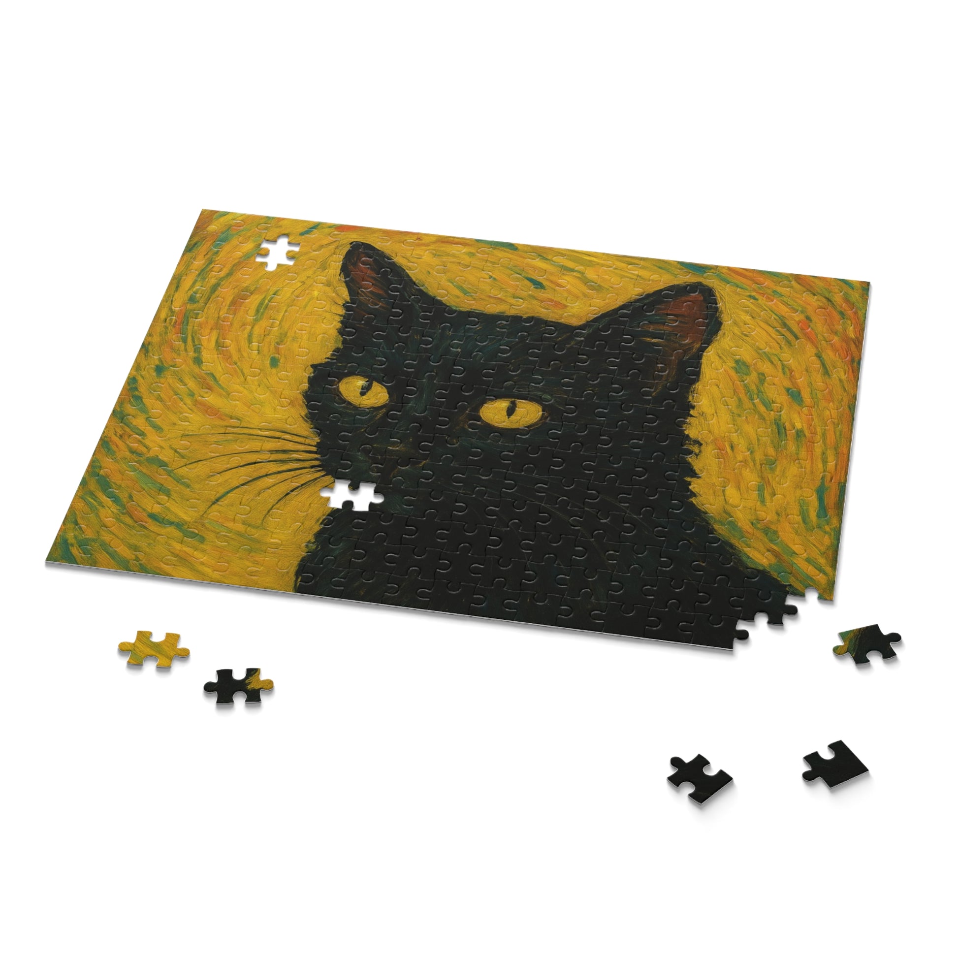 Black Cat Portrait Puzzle | Custom Photo Puzzle 120-500 Piece - TRV