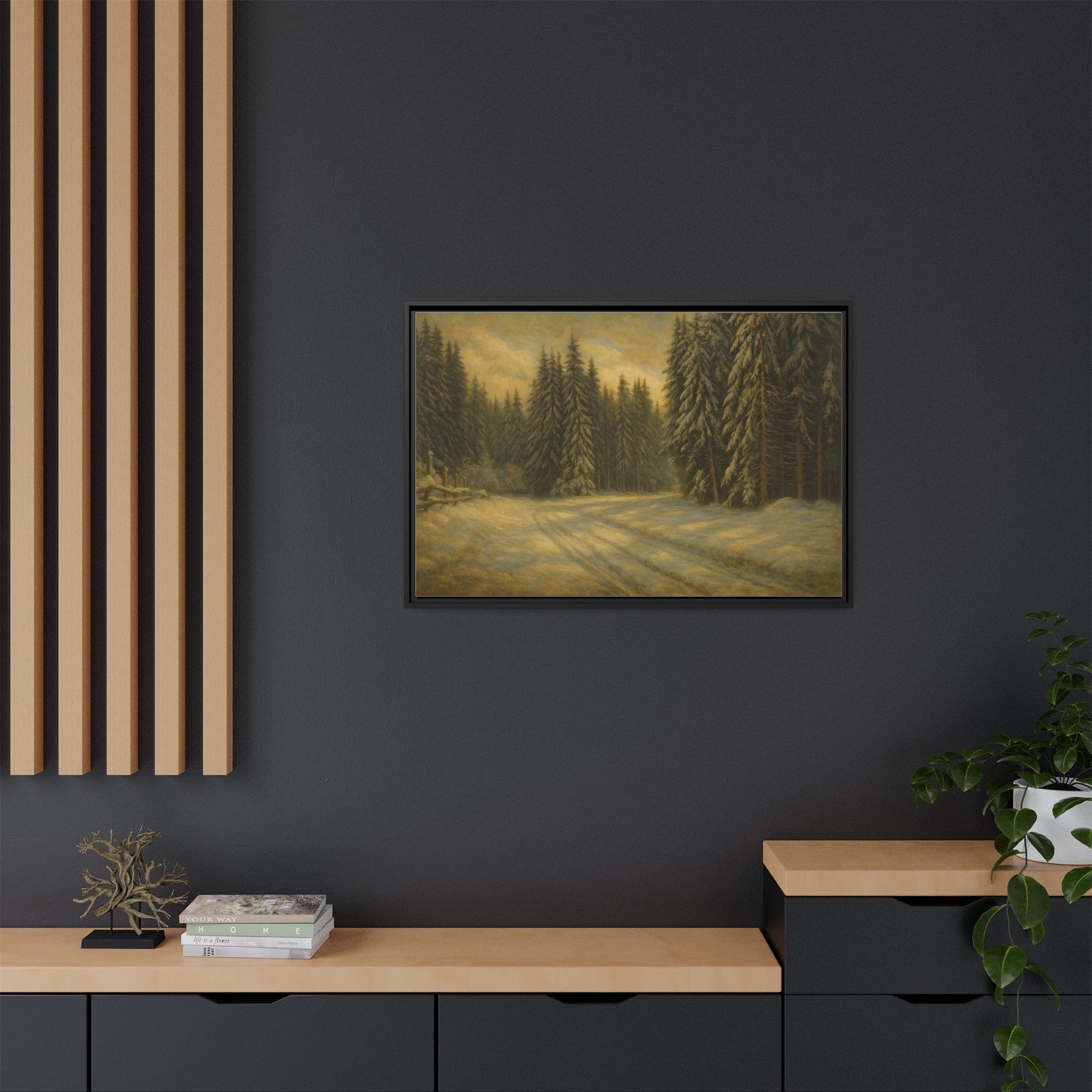 Framed Matte Canvas Wall Art - Serene Forest Landscape, Living Room Decor, Nature Print, Home Aesthetic, Gift for Nature Lovers, Wall [...] - TRV