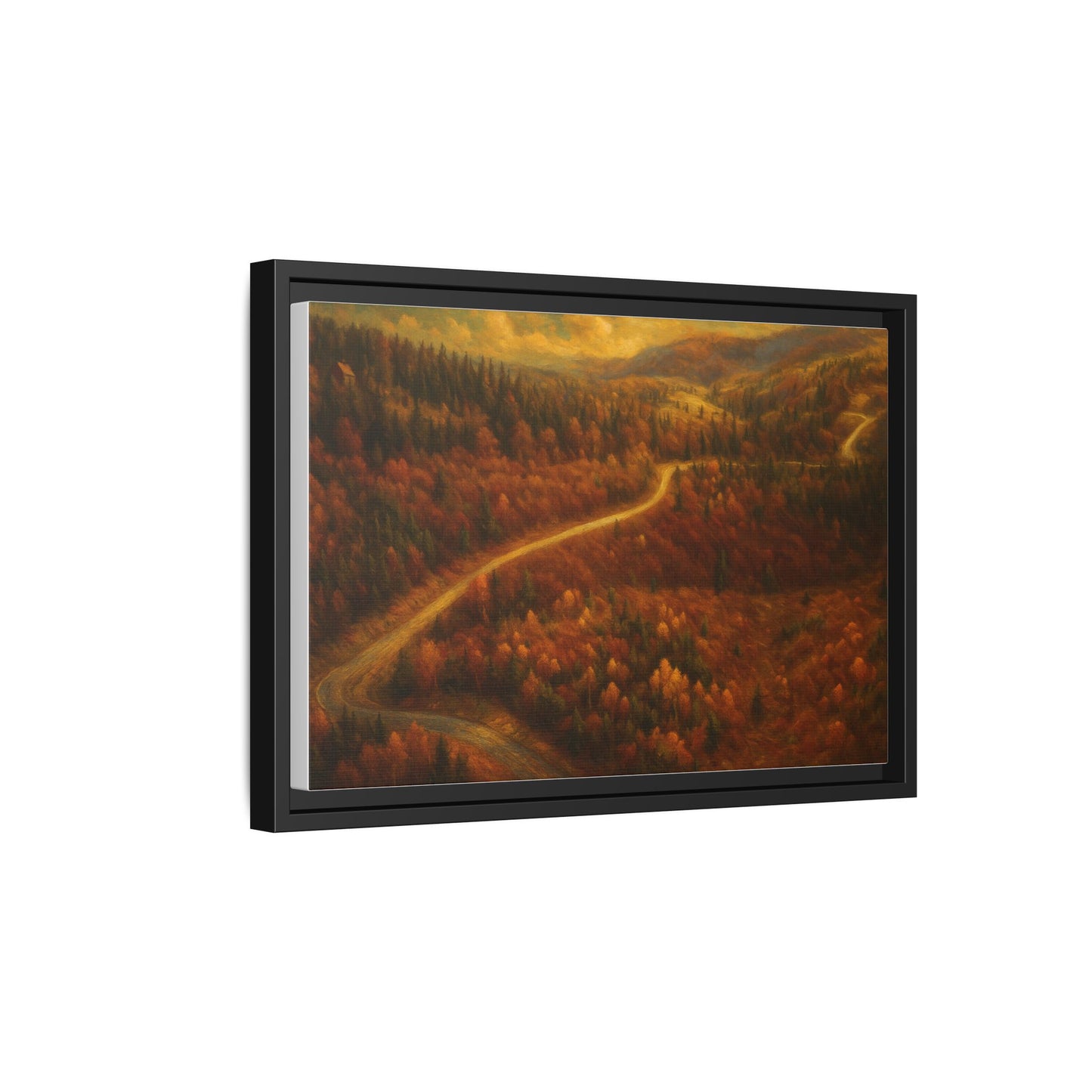 Autumn Landscape Framed Canvas Art, Cozy Home Decor, Warm Fall Vibes, Gift for Nature Lovers, Perfect for Thanksgiving - TRV
