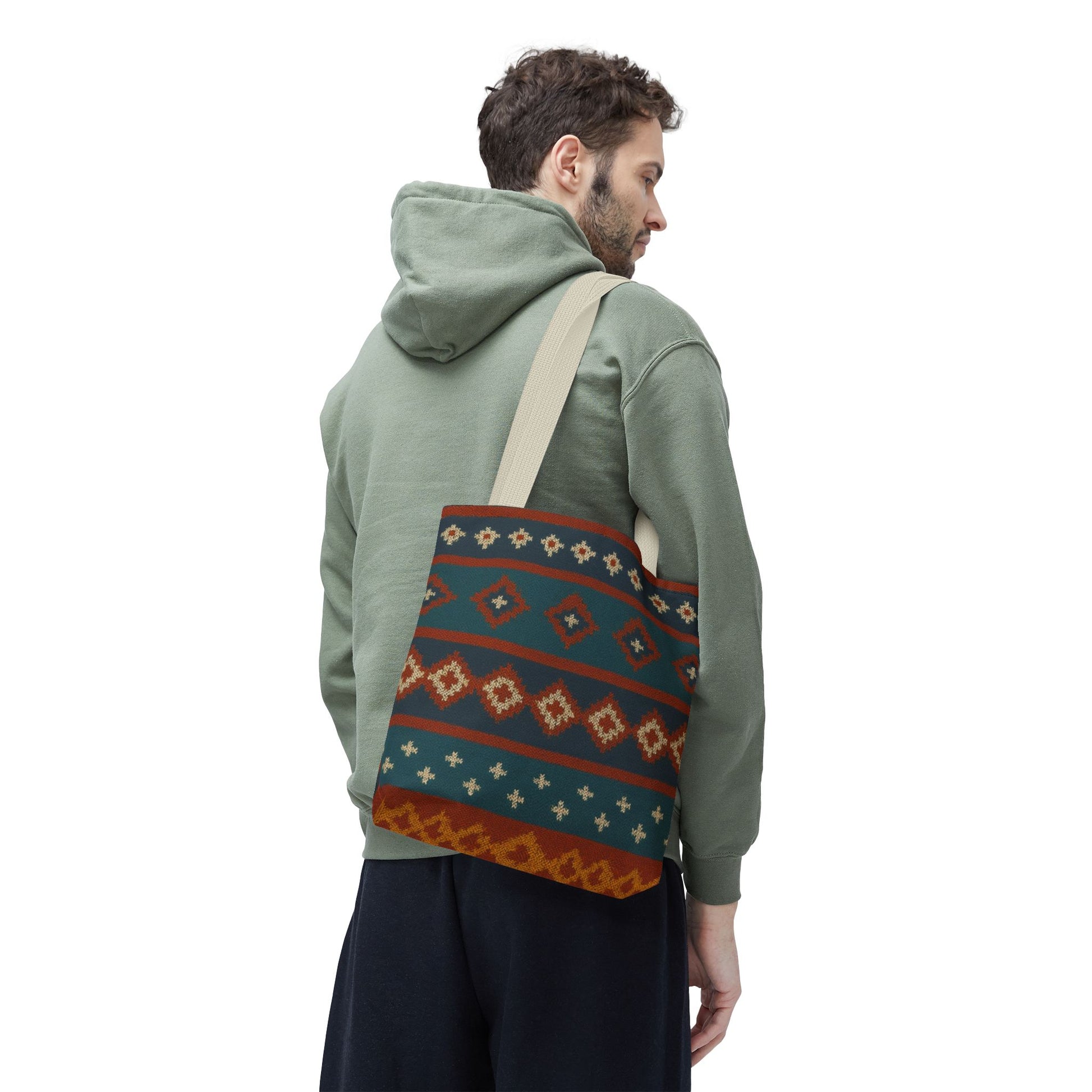 Southwestern Diamond Pattern Tote Bag | Aztec Tribal Geometric Print - TRV