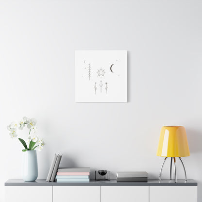 Minimal Sun Moon Botanical Canvas | Stretched Matte Wall Art