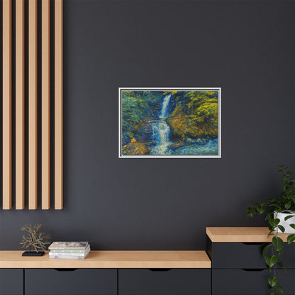 Framed Canvas Art, Majestic Van Gogh Style Waterfall Landscape Wall Decor, Nature Lover Gift, Home Office Artwork, Living Room Decoration - TRV