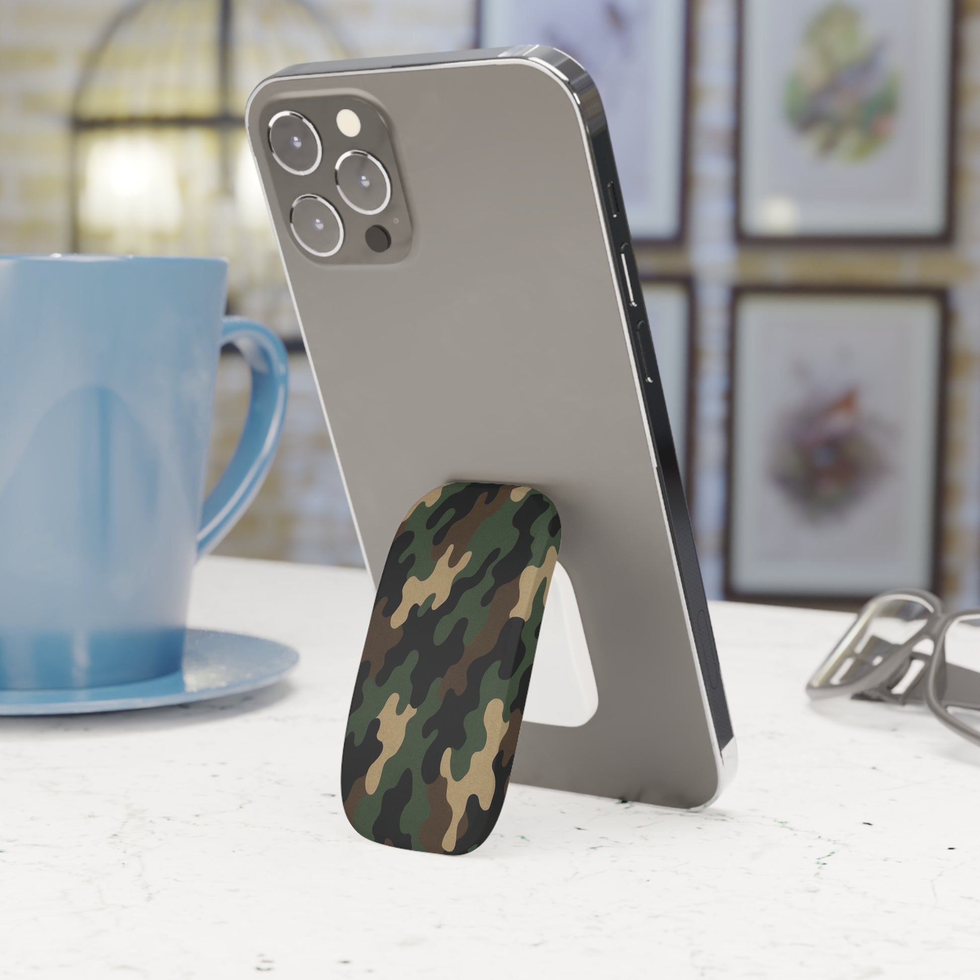 Camouflage Phone Grip Stand, Smartphone Holder, Mobile Accessory, Unique Gift for Tech Lovers, Adjustable Click-On Grip - TRV