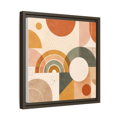Abstract Terracotta Geometric Rainbow Matte Canvas Framed