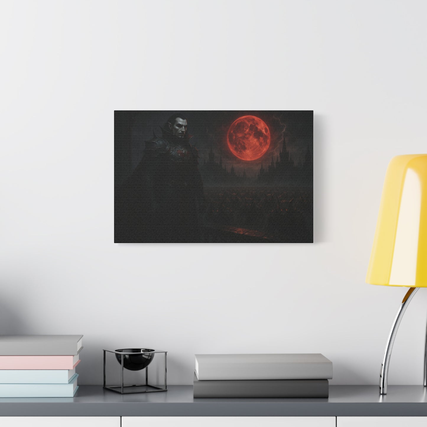 Dracula Canvas Art: Gothic Vampire with Blood Moon, Fantasy Wall Decor, Dark Aesthetic Print, Horror Art, Halloween, Gothic Home Decor - TRV