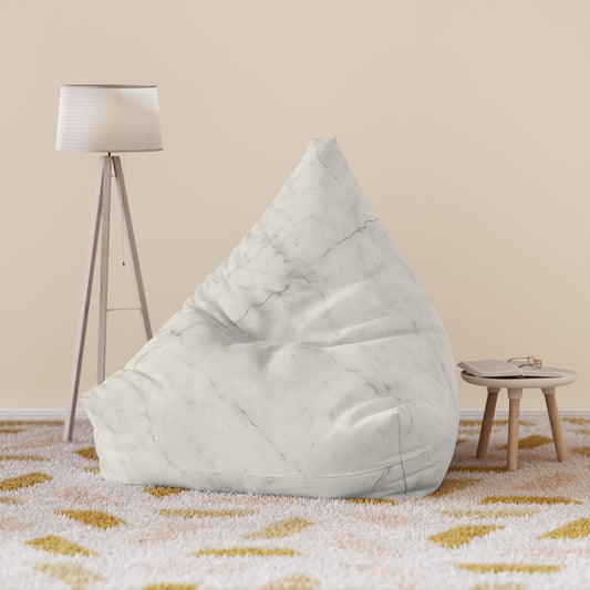 White Marble Pattern Bean Bag Chair Cover | Faux Stone Texture