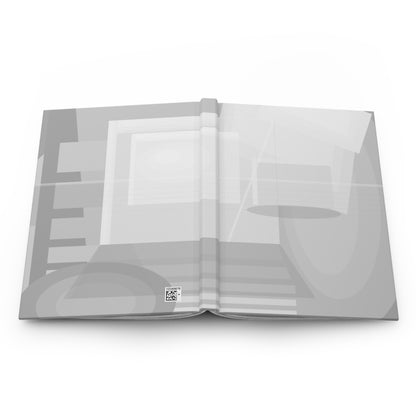 Abstract geometric shapes hardcover journal with modern minimal design, featuring a colorful cover and durable paper pages by Printify.