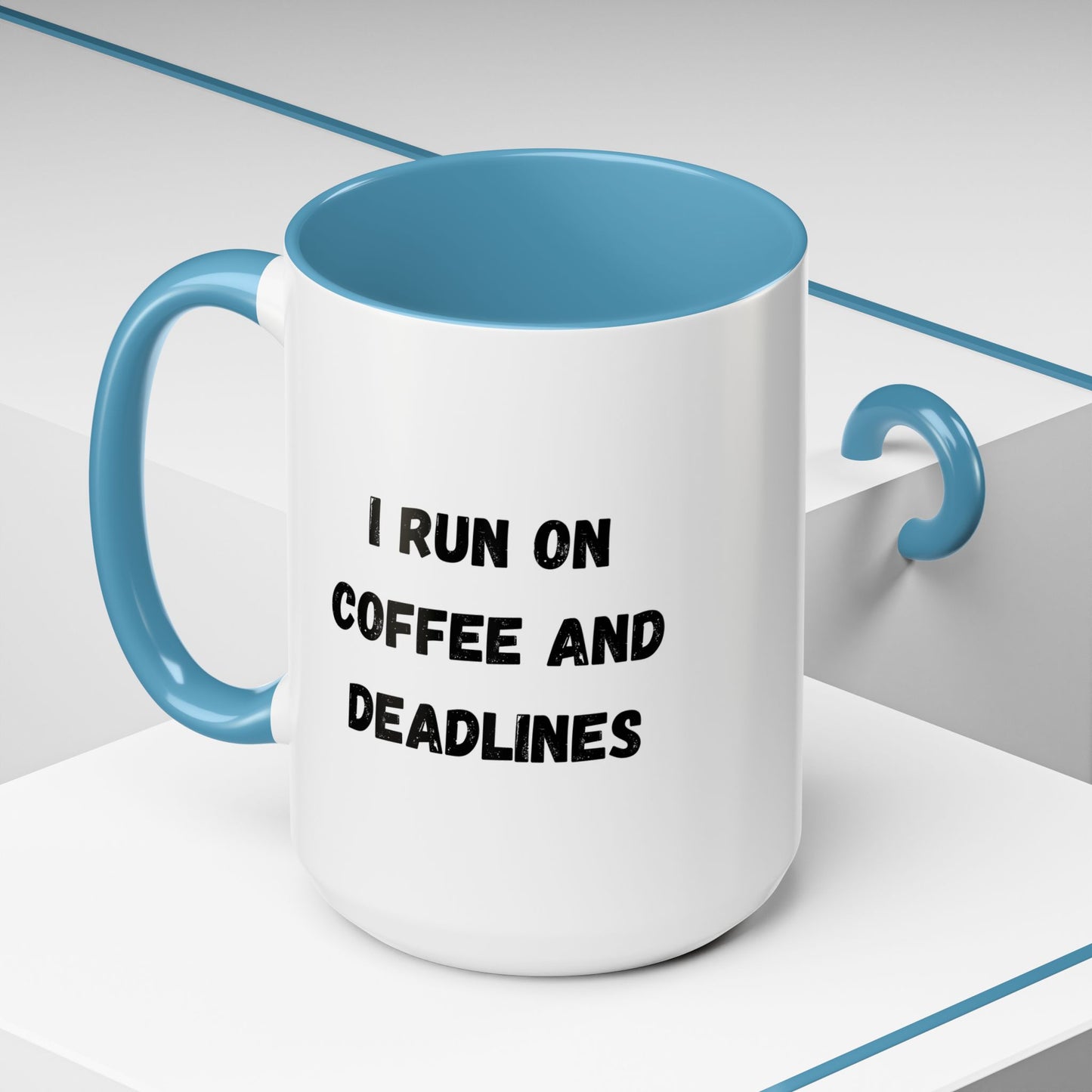 I Run on Coffee and Deadlines Mug, Motivational Coffee Cup, Office Mug, Gift for Writers, Caffeine Lover's Mug, Funny Coffee Cup