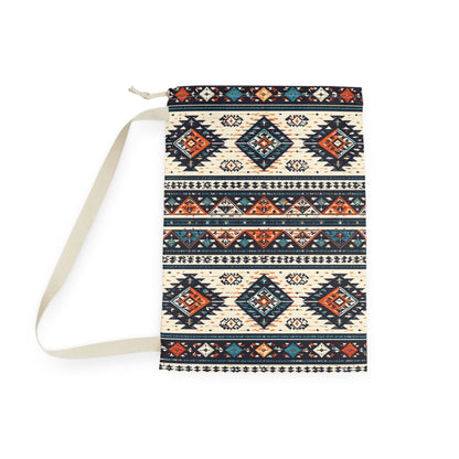 Boho Tribal Print Laundry Bag — Cotton Drawstring Laundry Tote