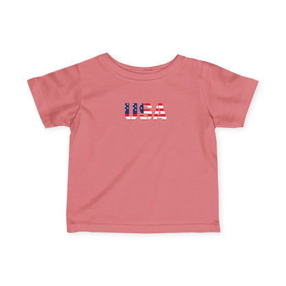 USA Infant Fine Jersey Tee - Cute Baby Shirt, Toddler Clothing, American Flag Tee, Baby Shower Gift, 4th of July Outfit