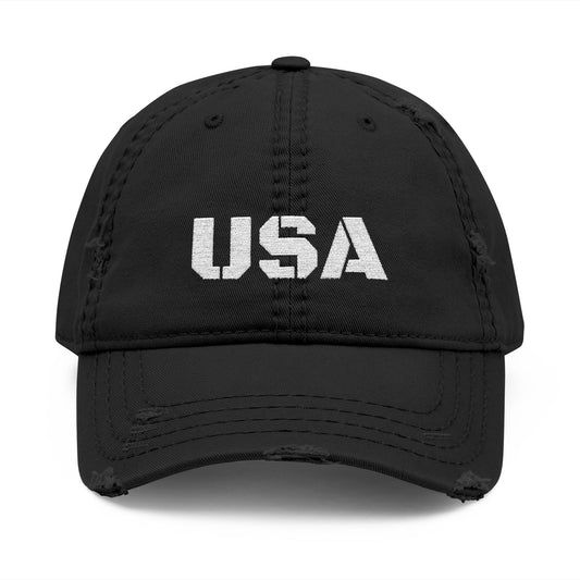 Distressed USA Dad Hat, Casual Cap, Vintage Style Hat, Unisex Baseball Cap, Embroidered Hat for Dad, Perfect Gift for Dad's Day - TRV